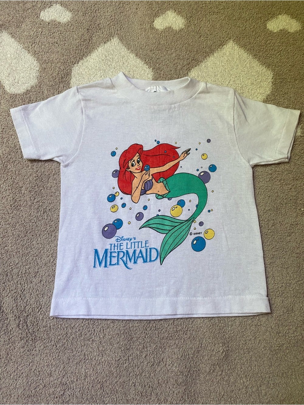Vintage Little Mermaid Walt Disney Co 4T made in USA white tshirt